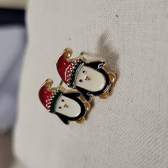 Holiday Penguin Stud Earrings - Picture 5 of 6